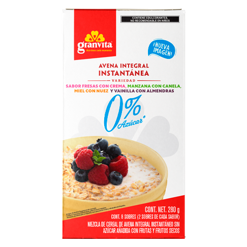 Avena instantánea 0 % variedad de sabores