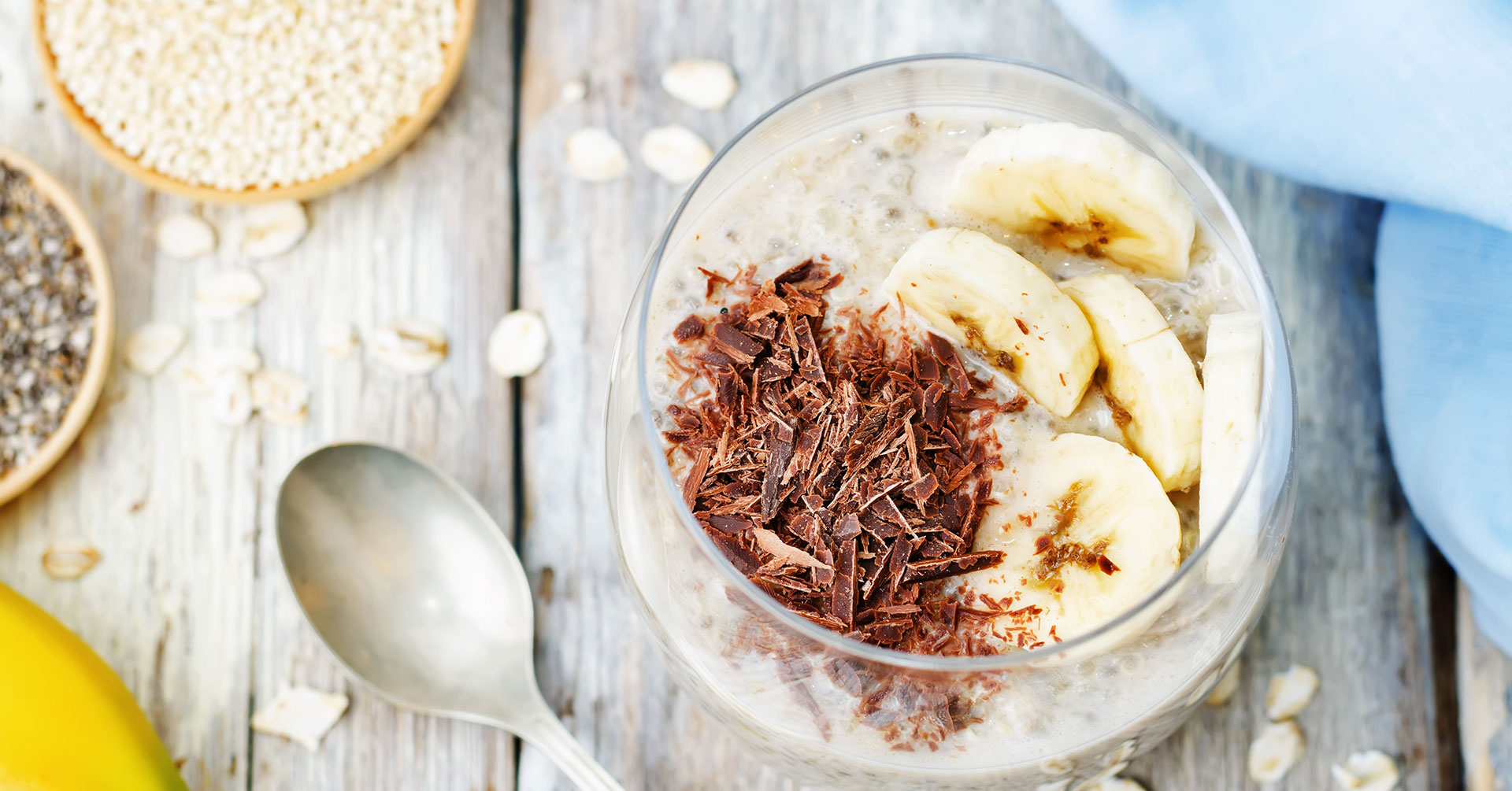 Avena con plátano y chocolate