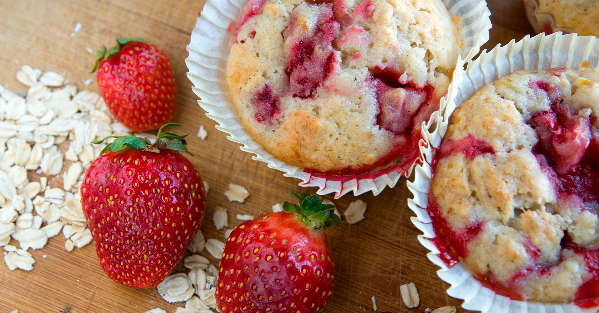 Muffins de avena y fresa