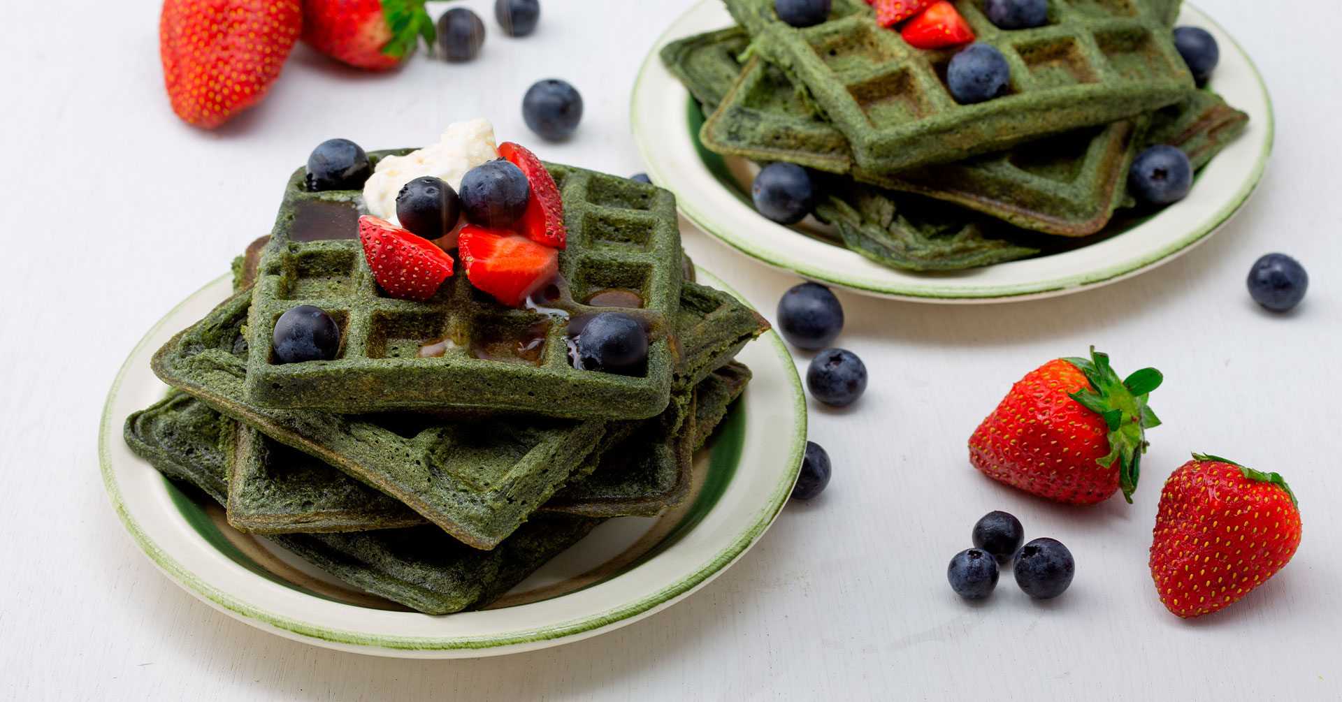 Waffles de avena con té matcha